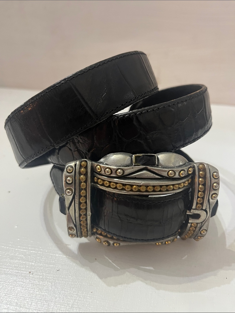 Connie Bates Fahrenheit Leather Belt With Embellished Silver Buckle